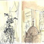 Moto et lampe en fer forgé