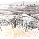 La foule se rassemble pour un concert aux abords de la gare de Lille Europe