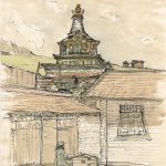 A l'entrée de la lamaserie de Langmusi