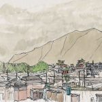 Toits de la lamaserie, Xiahe, 1