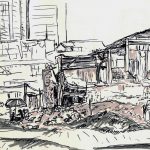 Maison en cours de démolition, encore habitée