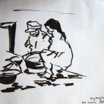 Sophia et sa tante lavant des légumes