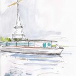 Bateau contemporain sur la Seine 3