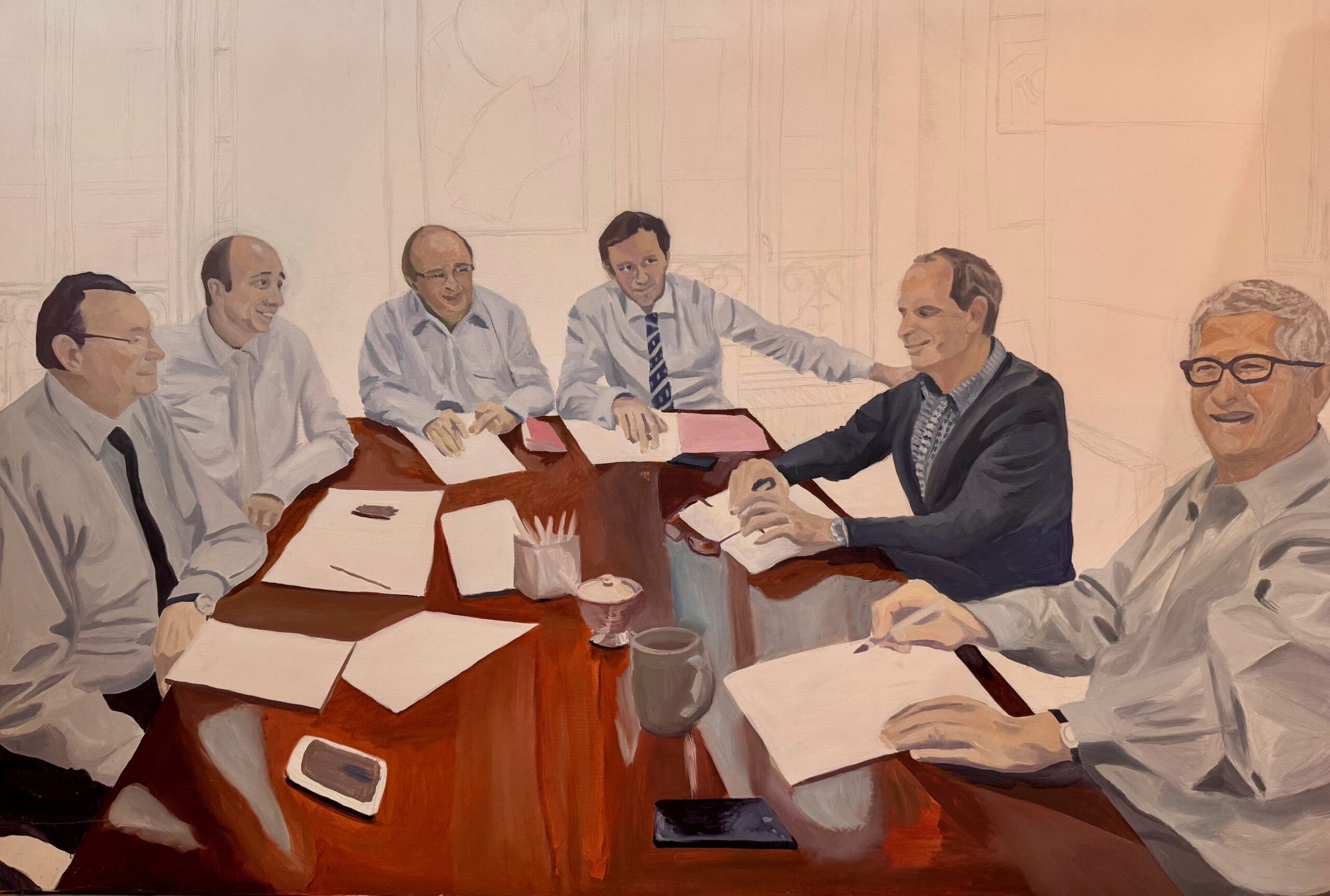 Board_huile sur toile_Pauline Fraisse_140x90cm Réunion de travail – Image 1